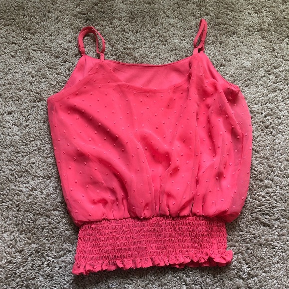 xhilaration coral Swiss Dot spaghetti strap tank - Picture 6 of 7